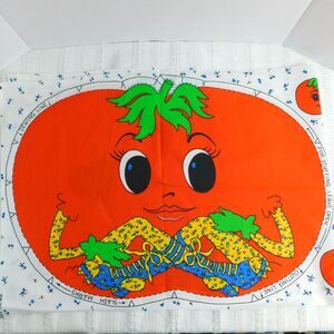 Vintage Calico Tomato Pillow Panel Fabric Sewing Cushion Craft Cute Novelty NEW